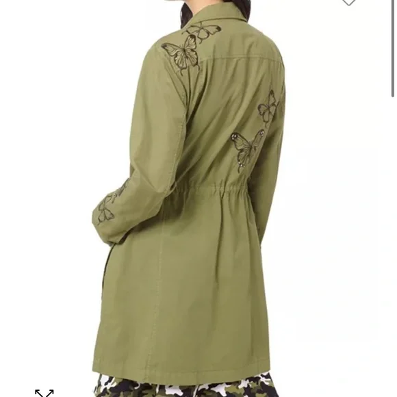 Michael Kors Butterfly-Embroidered Cargo Jacket Green Large - Picture 2 of 11